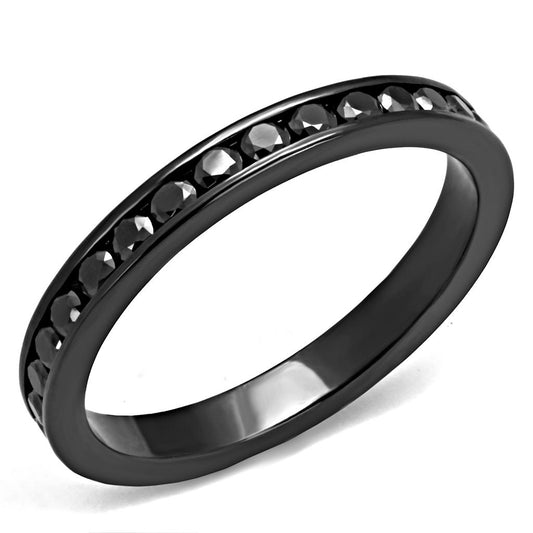 MA3W1138 - IP Light Black  (IP Gun) Brass Ring with AAA Grade CZ  in Light Gray