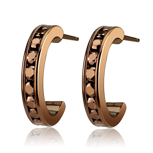 MA3W1140 - IP Coffee light Brass Earrings with Top Grade Crystal  in Light Coffee