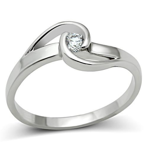 MA3W114 - Rhodium Brass Ring with AAA Grade CZ  in Clear