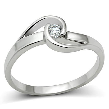 MA3W114 - Rhodium Brass Ring with AAA Grade CZ  in Clear