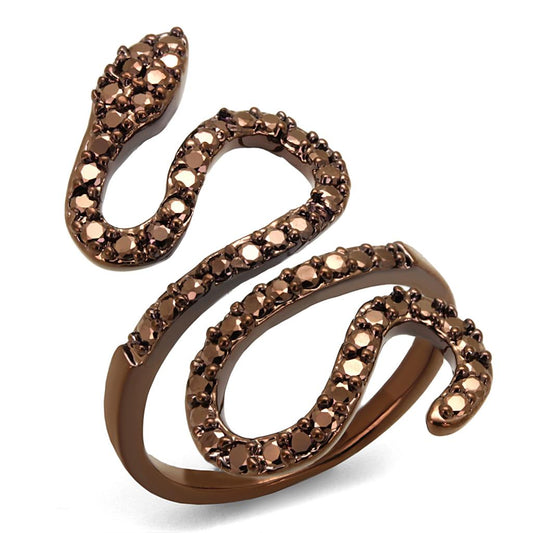 MA3W1150 - IP Coffee light Brass Ring with AAA Grade CZ  in Light Coffee