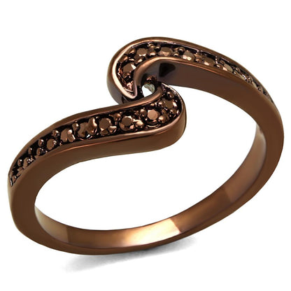 MA3W1151 - IP Coffee light Brass Ring with AAA Grade CZ  in Light Coffee