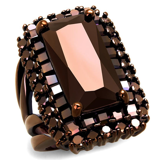 MA3W1152 - IP Coffee light Brass Ring with AAA Grade CZ  in Light Coffee