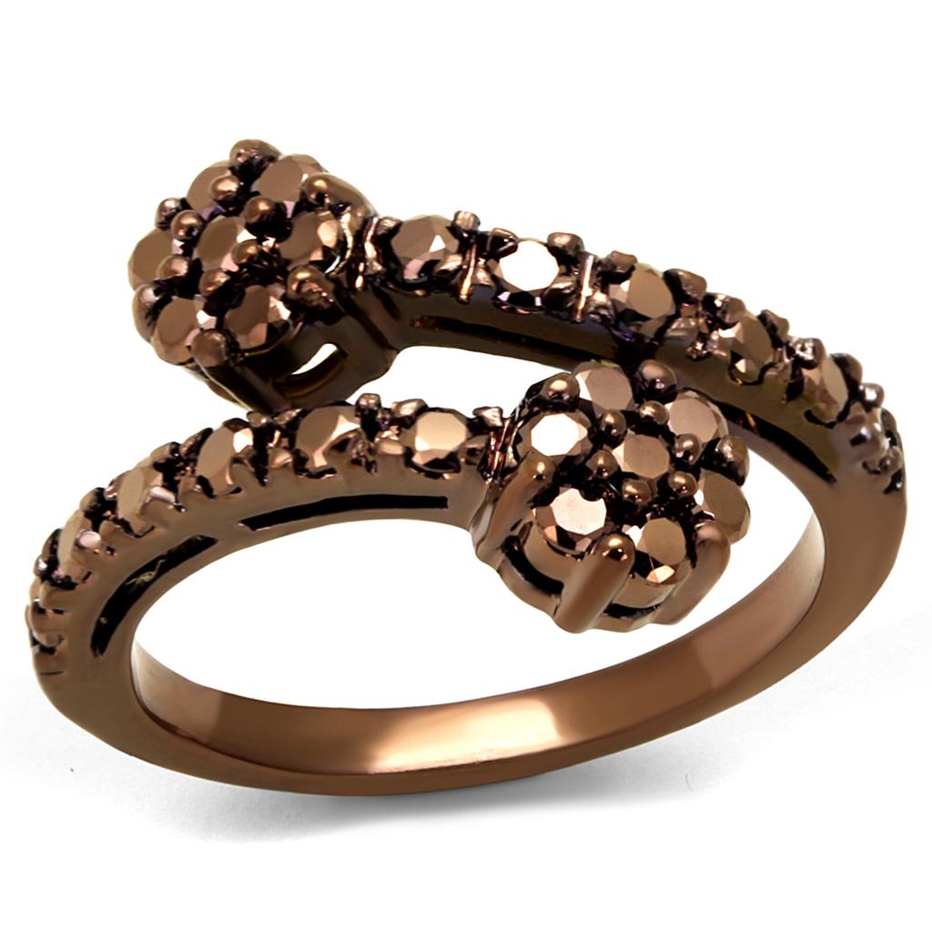 MA3W1158 - IP Coffee light Brass Ring with AAA Grade CZ  in Light Coffee