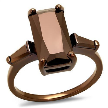 MA3W1160 - IP Coffee light Brass Ring with AAA Grade CZ  in Light Coffee