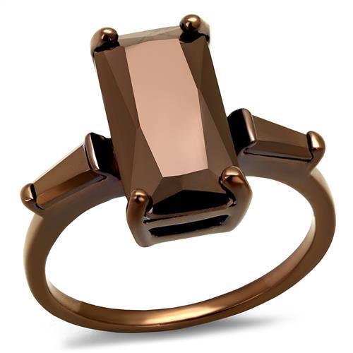 MA3W1160 - IP Coffee light Brass Ring with AAA Grade CZ  in Light Coffee