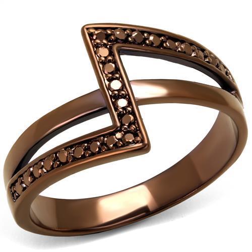 MA3W1162 - IP Coffee light Brass Ring with AAA Grade CZ  in Light Coffee