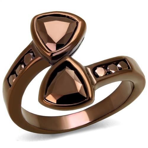 MA3W1172 - IP Coffee light Brass Ring with AAA Grade CZ  in Light Coffee