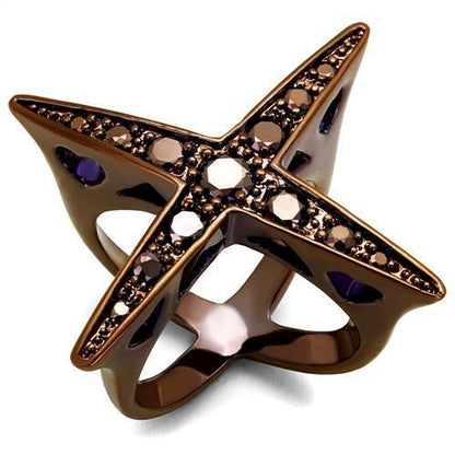 MA3W1175 - IP Coffee light Brass Ring with AAA Grade CZ  in Light Coffee