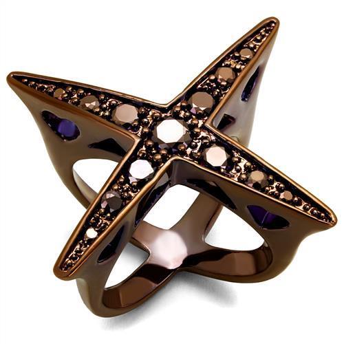 MA3W1175 - IP Coffee light Brass Ring with AAA Grade CZ  in Light Coffee