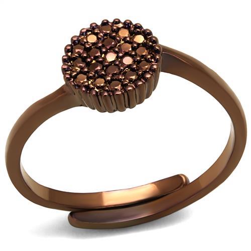 MA3W1177 - IP Coffee light Brass Ring with AAA Grade CZ  in Light Coffee