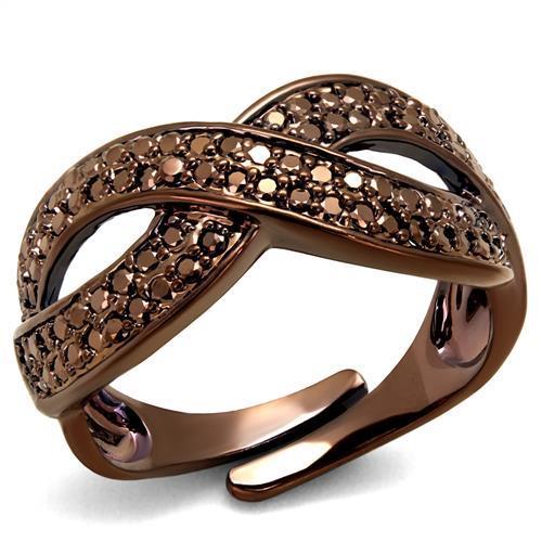 MA3W1179 - IP Coffee light Brass Ring with AAA Grade CZ  in Light Coffee