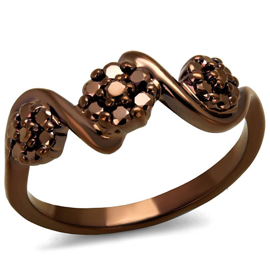 MA3W1181 - IP Coffee light Brass Ring with AAA Grade CZ  in Light Coffee