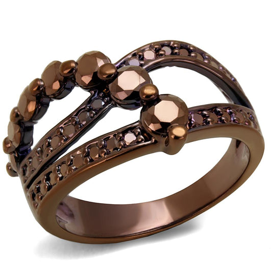 MA3W1182 - IP Coffee light Brass Ring with AAA Grade CZ  in Light Coffee