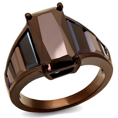 MA3W1184 - IP Coffee light Brass Ring with AAA Grade CZ  in Light Coffee