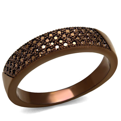 MA3W1186 - IP Coffee light Brass Ring with AAA Grade CZ  in Light Coffee