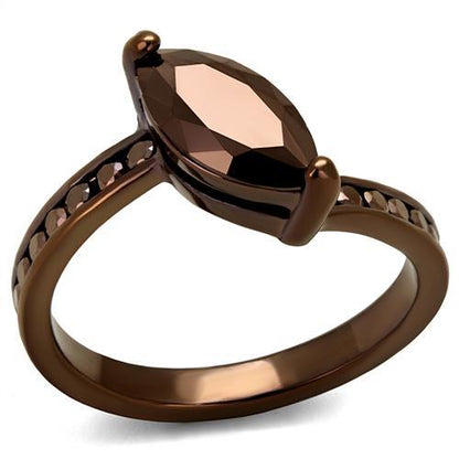 MA3W1190 - IP Coffee light Brass Ring with AAA Grade CZ  in Light Coffee