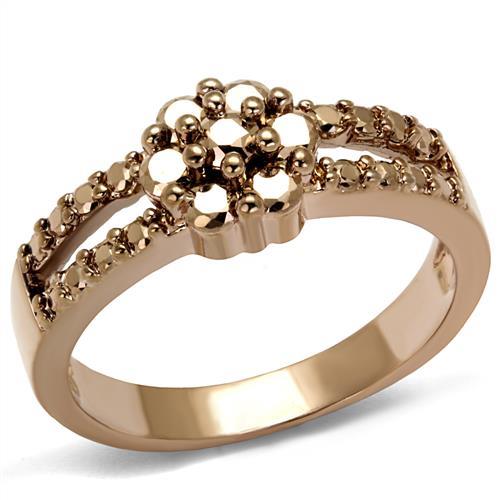MA3W1192 - IP Rose Gold(Ion Plating) Brass Ring with AAA Grade CZ  in Metallic Light Gold