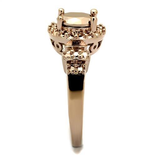 MA3W1193 - IP Rose Gold(Ion Plating) Brass Ring with AAA Grade CZ  in Metallic Light Gold