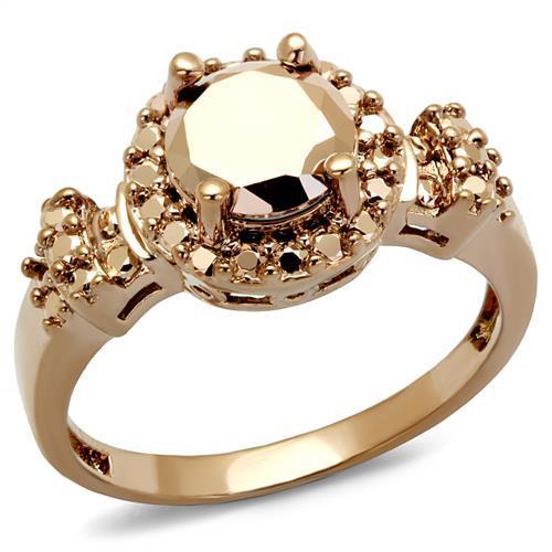 MA3W1193 - IP Rose Gold(Ion Plating) Brass Ring with AAA Grade CZ  in Metallic Light Gold