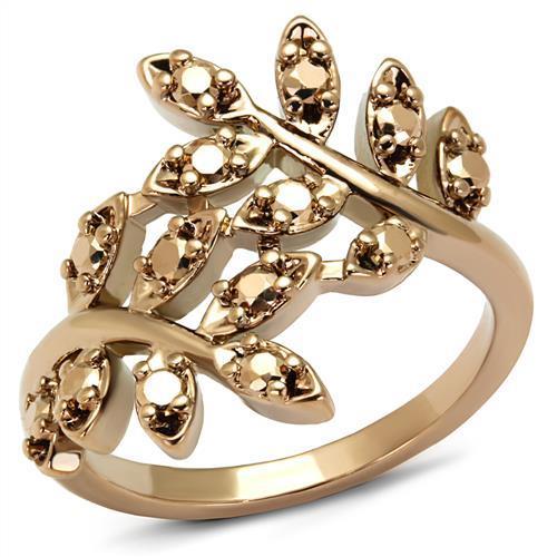 MA3W1194 - IP Rose Gold(Ion Plating) Brass Ring with AAA Grade CZ  in Metallic Light Gold
