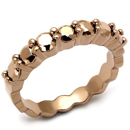 MA3W1195 - IP Rose Gold(Ion Plating) Brass Ring with AAA Grade CZ  in Metallic Light Gold