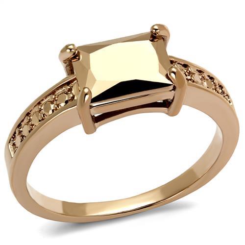 MA3W1197 - IP Rose Gold(Ion Plating) Brass Ring with AAA Grade CZ  in Metallic Light Gold