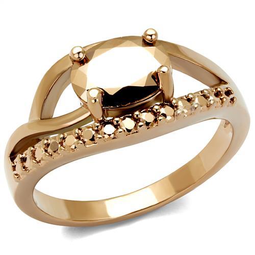 MA3W1198 - IP Rose Gold(Ion Plating) Brass Ring with AAA Grade CZ  in Metallic Light Gold