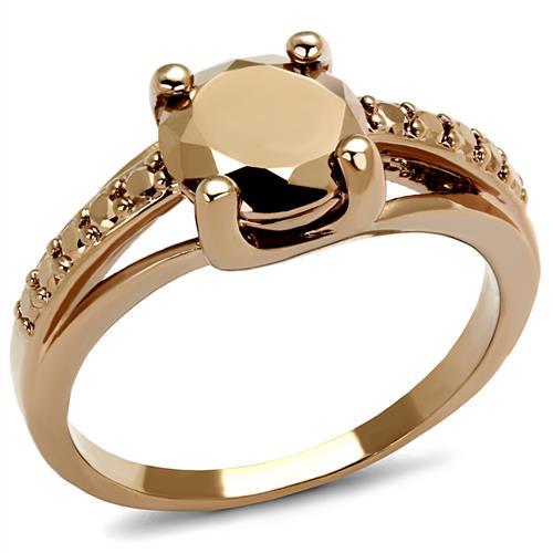 MA3W1199 - IP Rose Gold(Ion Plating) Brass Ring with AAA Grade CZ  in Metallic Light Gold