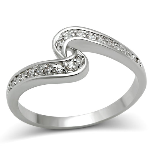 MA3W119 - Rhodium Brass Ring with AAA Grade CZ  in Clear