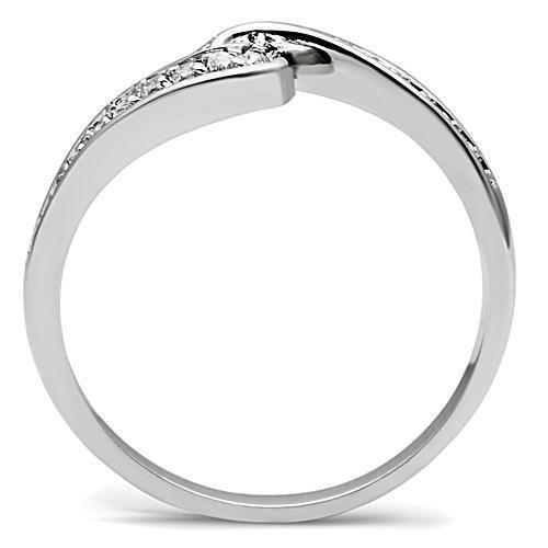 MA3W119 - Rhodium Brass Ring with AAA Grade CZ  in Clear