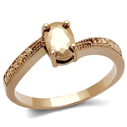 MA3W1201 - IP Rose Gold(Ion Plating) Brass Ring with AAA Grade CZ  in Metallic Light Gold