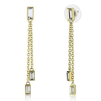 MA3W1202 - Gold Brass Earrings with Top Grade Crystal  in Clear
