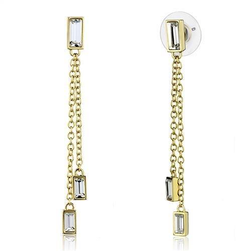MA3W1202 - Gold Brass Earrings with Top Grade Crystal  in Clear