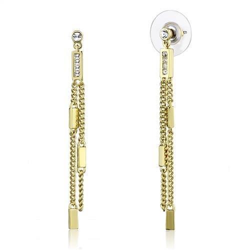 MA3W1203 - Gold Brass Earrings with Top Grade Crystal  in Clear