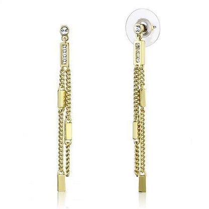 MA3W1203 - Gold Brass Earrings with Top Grade Crystal  in Clear