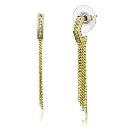 MA3W1204 - Gold Brass Earrings with Top Grade Crystal  in Clear