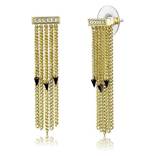 MA3W1205 - Gold+Ruthenium Brass Earrings with Top Grade Crystal  in Clear