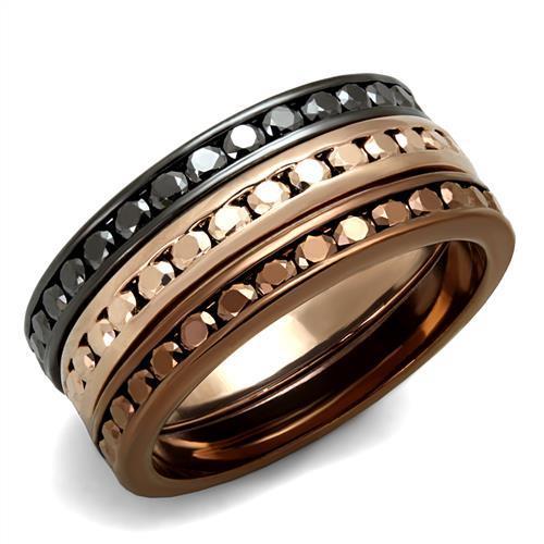 MA3W1208 - IP Rose Gold & IP Light Black & IP Light coffee Brass Ring with Top Grade Crystal  in Multi Color