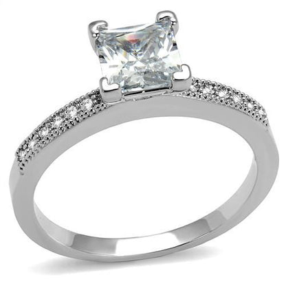 MA3W1209 - Rhodium Brass Ring with AAA Grade CZ  in Clear