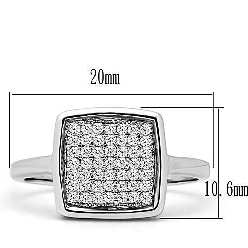 MA3W120 - Rhodium Brass Ring with AAA Grade CZ  in Clear