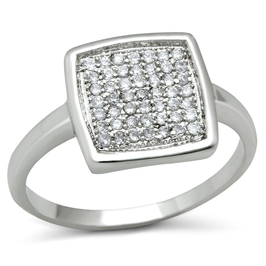 MA3W120 - Rhodium Brass Ring with AAA Grade CZ  in Clear