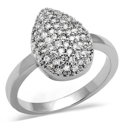 MA3W1211 - Rhodium Brass Ring with AAA Grade CZ  in Clear
