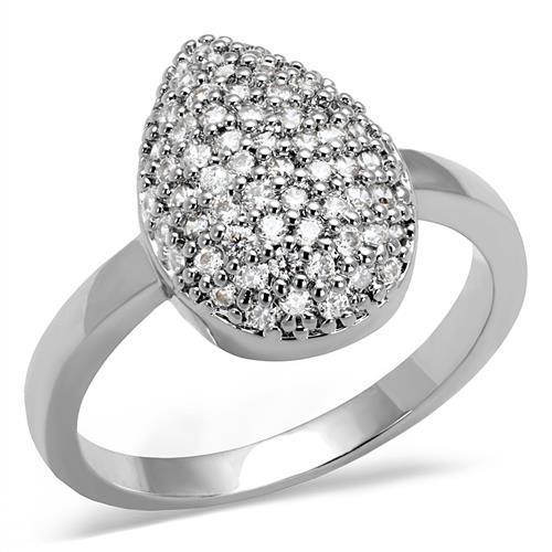 MA3W1211 - Rhodium Brass Ring with AAA Grade CZ  in Clear