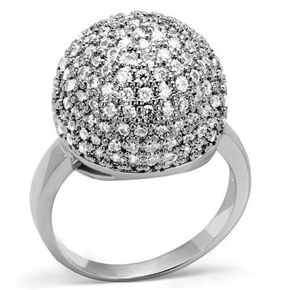 MA3W1213 - Rhodium Brass Ring with AAA Grade CZ  in Clear