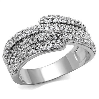 MA3W1214 - Rhodium Brass Ring with AAA Grade CZ  in Clear