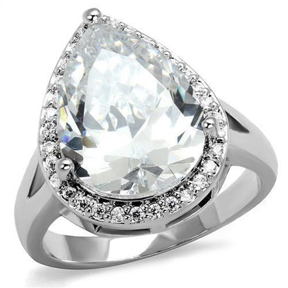 MA3W1215 - Rhodium Brass Ring with AAA Grade CZ  in Clear