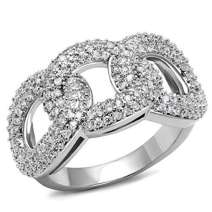 MA3W1218 - Rhodium Brass Ring with AAA Grade CZ  in Clear
