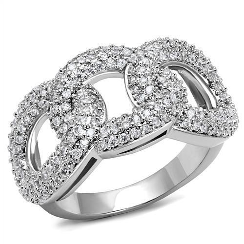 MA3W1218 - Rhodium Brass Ring with AAA Grade CZ  in Clear