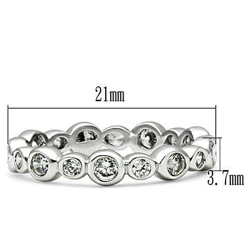 MA3W121 - Rhodium Brass Ring with AAA Grade CZ  in Clear